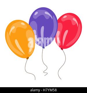 drei bunte Luftballons isoliert auf weißem Hintergrund. Vektor-illustration Stock Vektor