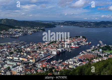 Blick auf Bergen, Hordaland, Norwegen Stockfoto