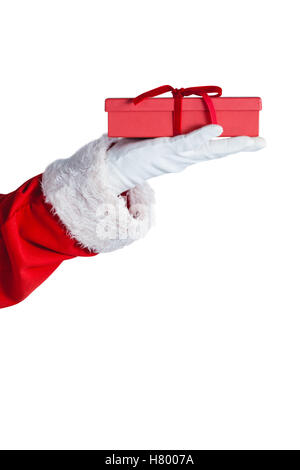 Weihnachtsmann eine Geschenk-Box in der hand halten Stockfoto