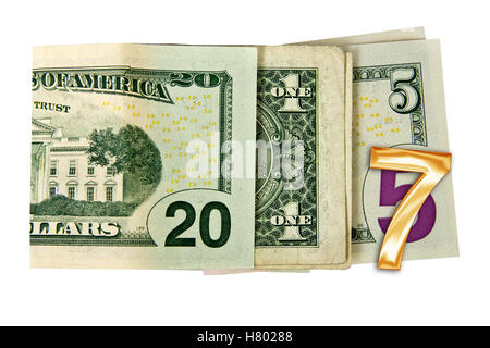Hautnah auf 2017 geschrieben mit Dollar isoliert auf weißem Hintergrund Stockfoto
