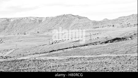 Bewegungsunschärfe in Lesotho Malealea Straßendorf Nahfeld Berg- und coultivation Stockfoto