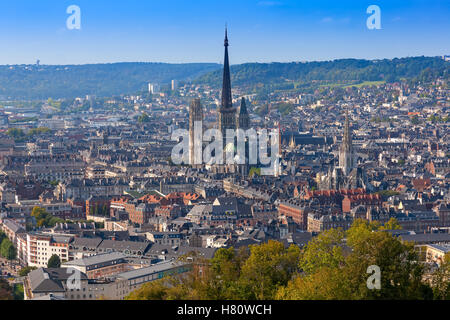 Panorama von Rouen und am Ufer, Hauptstadt der Normandie, Stockfoto