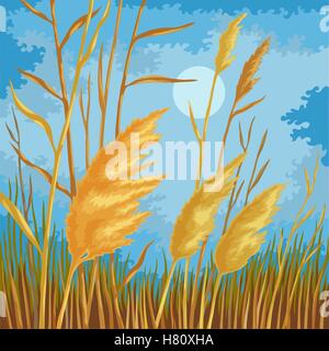 Gelbe Schilf Blätter Stock Vektor