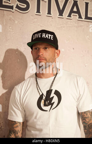 Tattoo-Künstler Ami James besucht die Tattoo Convention Kopenhagen Tinte 2013. Stockfoto