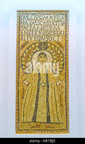 Die frühen christlichen Ikone aus dem Stein Mosaik im Nationalmuseum von Bardo, Tunis Stockfoto