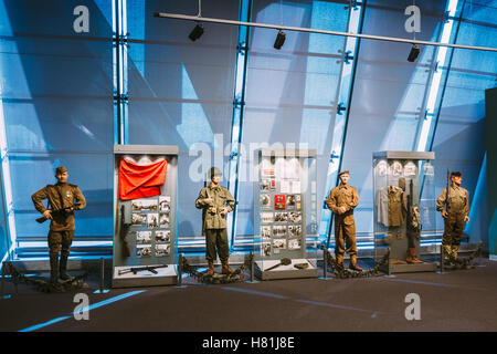 Die Ausstellung in der belarussischen Museum des großen Vaterländischen Krieg - den Soldaten - die Alliierten - die Gewinner des zweiten Weltkriegs Wa Stockfoto