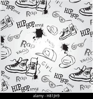 nahtloser Vektor Hintergrund hip Hop Style Zubehör Stock Vektor