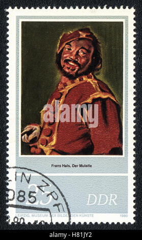 Eine Briefmarke gedruckt in DDR Deutschland zeigt Frans Hals "The Mulatte", 1627, ca. 1980 Stockfoto