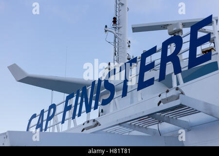 Cap Finisterre Roro Autofähre auf dem Meer. Stockfoto