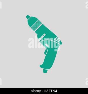 Bohrmaschine-Symbol. Grauer Hintergrund mit grün. Vektor-Illustration. Stock Vektor