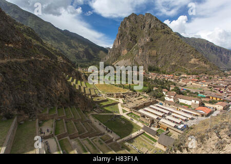 Terrassen in Ollantaytambo, Peru Stockfoto