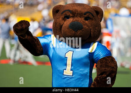 UCLA Bruins tragen Maskottchen am Memorial Stadium, University of California, Berkeley, California, Vereinigte Staaten von Amerika Stockfoto