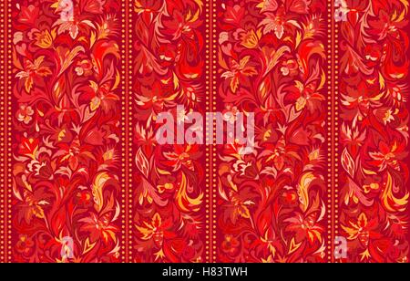 Nahtlose Muster mit vertikalen Streifen und floralen Handzeichnung Ornament. Vektor wallpaper Stock Vektor