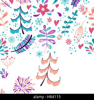 Winter-Blumen und Schneeflocken Stock Vektor