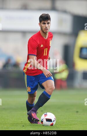 Das Estadio Municipal Pasaron, Pontevedra, Spanien. 10. Oktober 2016. Marco Asencio (ESP), 10. Oktober 2016 - Fußball: UEFA unter 21 Championship Qualifikationsrunde match zwischen U21-Spanien U21-Estland 5: 0 im Estadio Municipal Pasaron, Pontevedra, Spanien. © Mutsu Kawamori/AFLO/Alamy Live-Nachrichten Stockfoto