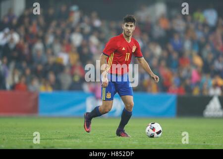 Das Estadio Municipal Pasaron, Pontevedra, Spanien. 10. Oktober 2016. Marco Asencio (ESP), 10. Oktober 2016 - Fußball: UEFA unter 21 Championship Qualifikationsrunde match zwischen U21-Spanien U21-Estland 5: 0 im Estadio Municipal Pasaron, Pontevedra, Spanien. © Mutsu Kawamori/AFLO/Alamy Live-Nachrichten Stockfoto