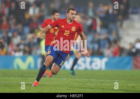 Das Estadio Municipal Pasaron, Pontevedra, Spanien. 10. Oktober 2016. Borja Mayoral (ESP), 10. Oktober 2016 - Fußball: UEFA unter 21 Championship Qualifikationsrunde match zwischen U21-Spanien U21-Estland 5: 0 im Estadio Municipal Pasaron, Pontevedra, Spanien. © Mutsu Kawamori/AFLO/Alamy Live-Nachrichten Stockfoto