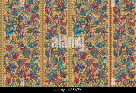 Nahtlose Streifenmuster. Florale Tapete. Bunte Bordüre Stock Vektor