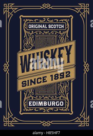 Whisky-Label mit alten Rahmen Stock Vektor