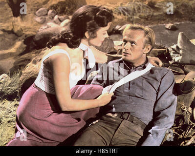 Das Geheimnis der Fünf Gräber, (Spiel) USA 1956, Regie: John Sturges, DONNA REED, RICHARD WIDMARK, Schlüssel: Verwundeter Stockfoto