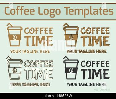 Kaffee-Logo-Design. Moderner Schriftzug Stil in Linie, Füllung und Kontur-Design. Business-Thema. Einsetzbar als Symbol, Logo, Emblem, auf Fassaden der Restaurants, Café, Kaffeehaus. Vektor-illustration Stock Vektor