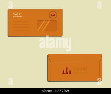 Brand Identity-Vorlage. Umschlag. Vorder- und Rückseiten. Schach-Smart Lösungen Designvorlage mit Management Consulting Keywords Konzept. Mit Firmenlogo. Vektor-illustration Stock Vektor