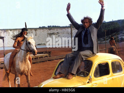 Der Lange Blonde Mit Den Roten Haaren, (LA MOUTARDE mir MONTE AU NEZ) F 1974, Regie: Claude Zidi, PIERRE RICHARD (Re), Stichwort: Auto, VW, Pferd, Käfer, Indianer Stockfoto