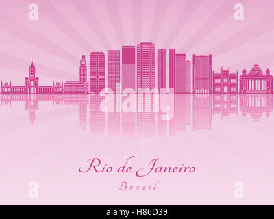 Rio De Janeiro V2 Skyline in lila leuchtende Orchidee in bearbeitbare Vektordatei Stockfoto