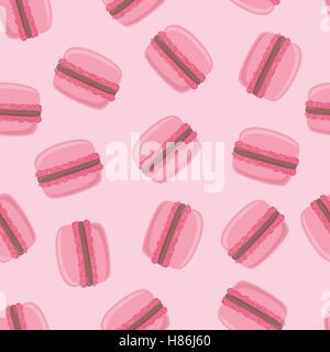 Nahtlose Muster mit rosa Makronen Plätzchen. Vektor-Illustration. Stock Vektor