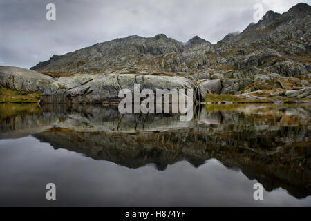 St. Gotthard-Pass, Schweiz. September 2016 The St Gotthard Pass Gipfelregion. Schweiz Stockfoto