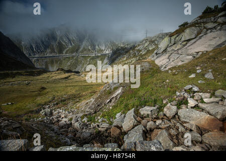 St. Gotthard-Pass, Schweiz. September 2016 The St Gotthard Pass Gipfelregion. Schweiz Stockfoto