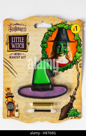 Wilko Halloween kleine Hexe mini Make-up Kit auf weißem Hintergrund Stockfoto