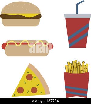 Reihe von Illustrationen für Restaurant mit Essen Thema. Stock Vektor