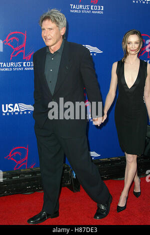 HARRISON FORD & CALISTA FLOCKHART 3RD WORLD STUNT AWARDS PARAMOUNT STUDIOS HOLLYWOOD LOS ANGELES USA 1. Juni 2003 Stockfoto