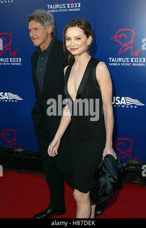 HARRISON FORD & CALISTA FLOCKHART 3RD WORLD STUNT AWARDS PARAMOUNT STUDIOS HOLLYWOOD LOS ANGELES USA 1. Juni 2003 Stockfoto