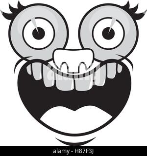 Silhouette von Cartoon-Gesicht mit glücklichen Ausdruck auf weißem Hintergrund. Vektor-illustration Stock Vektor