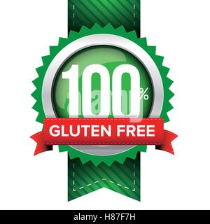 Hundert Prozent Gluten freie Grünband Stock Vektor