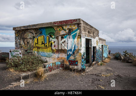 Graffiti am Aussichtspunkt von Las Teresitas (Teneriffa - Spanien) Stockfoto