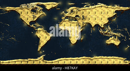 Gold Textur World Map Design: am besten für die Texturierung in 3D-Programmen Stockfoto