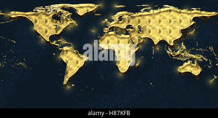 Gold Textur World Map Design: am besten für die Texturierung in 3D-Programmen Stockfoto