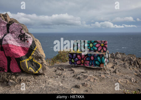 Bank am Aussichtspunkt von Las Teresitas (Teneriffa - Spanien) Stockfoto