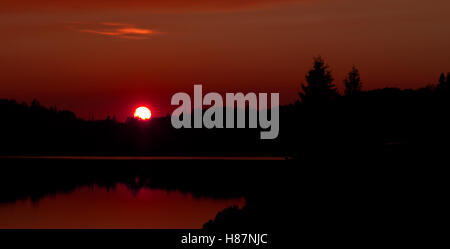 Ein Herbst Sonnenuntergang auf Brewer See in Algonquin Park in Kanada Stockfoto