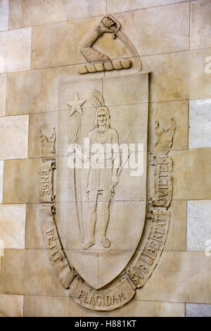 Staatliche Siegel in die Krankenschwestern Hall, Massachusetts State House, Boston, MA, USA Stockfoto