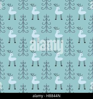 Hirsch Wald Musterdesign. Ethnischer Schmuck Vektor Hintergrund. Stock Vektor