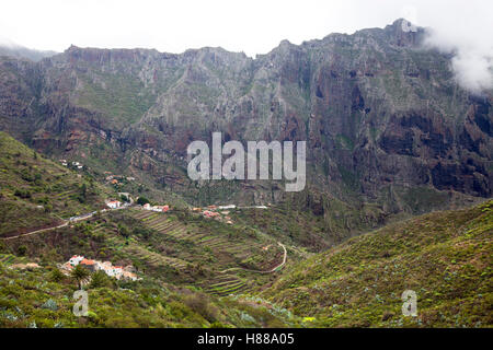 Blick vom Mirador de Hilda nach Masca, Insel Teneriffa, Kanarische Inseln, Spanien, Europa Stockfoto