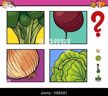 Cartoon-Illustration der Lernaktivität Aufgabe erraten Gemüse für Kinder Stock Vektor