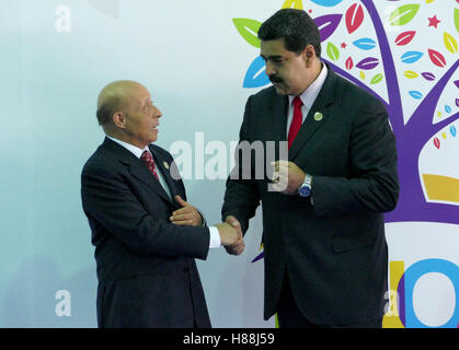 Porlamar, Venezuela. 17. September 2016: Sprecher der Nationalversammlung Mohamed Larbi Ould Khelifa und venezolanischen P Stockfoto