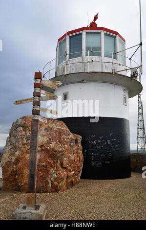 Südafrika: die Post, die Angabe der Entfernung von den berühmten Hauptstädten und Cape Point Lighthouse, gebaut in den späten 1850er Jahren Stockfoto