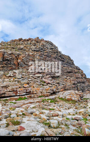 Südafrika: Die letzte Klippe des Kaps der Guten Hoffnung, felsigen Landzunge an der Atlantischen Küste von Kap Halbinsel, ein weltweites Symbol für Segler Stockfoto