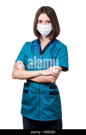 schöne Brünette Frau medizinische Arbeiter Stockfoto
